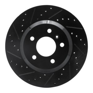 Buick Lucerne Brake Rotor (1) - Front Left - R1 Concepts - Drilled & Slotted - Black - `06-`16